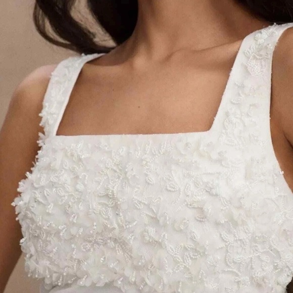 BHLDN Meadow Embellished Square-Neck Mini Dress - size 16 - Picture 3 of 12